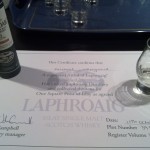 Friends of Laphroaig – as a FoL you get a small bottle of whisky and a diploma. Also, the glass contains white spirit.